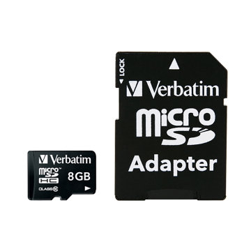 8GB Verbatim microSDHC Class10 inkl. Adapter