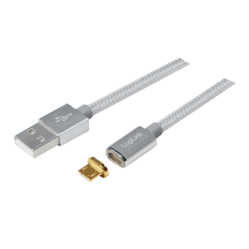 LogiLink USB Daten- und Ladekabel mit magnetischem Micro-USB Adapter, 1m