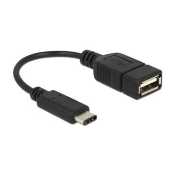Delock Adapterkabel USB Type-C 2.0 Stecker &gt; USB 2.0 Typ A Buchse 15cm, schwarz