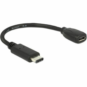 Delock Adapterkabel USB Type-C 2.0 Stecker &gt; USB 2.0 Typ Micro-B Buchse 15cm, schwarz